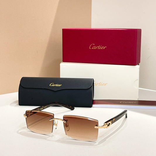 C DE RIMLESS RECTANGULAR FRAME SUNGLASSES  571828 IN METAL - Brown