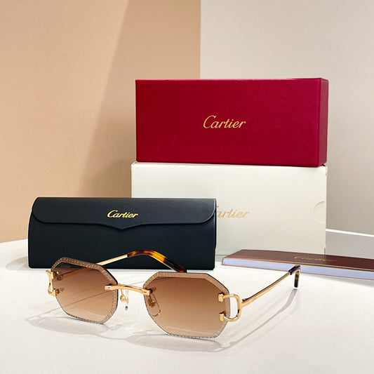 C DE RIMLESS GEOMETRIC FRAME SUNGLASSES CT0092O IN METAL - Brown