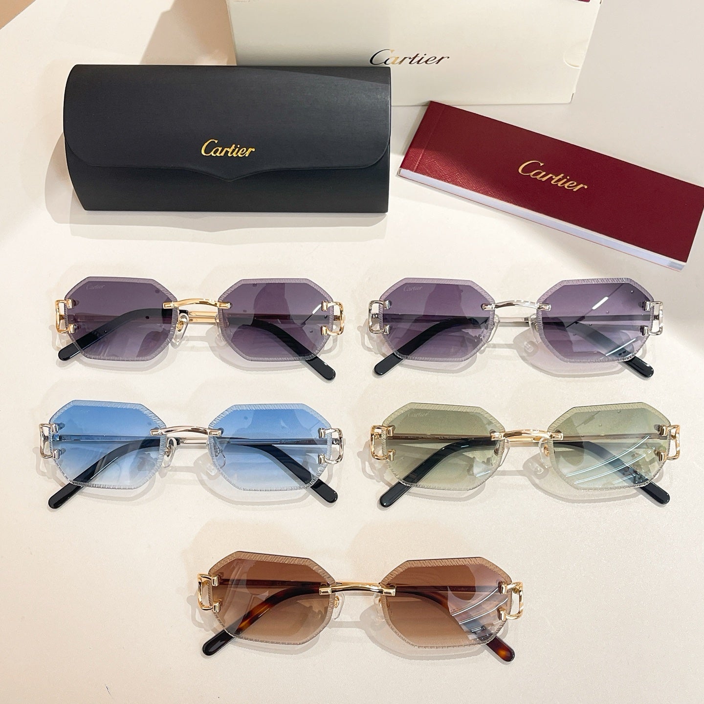 C DE RIMLESS GEOMETRIC FRAME SUNGLASSES CT0092O IN METAL - Brown