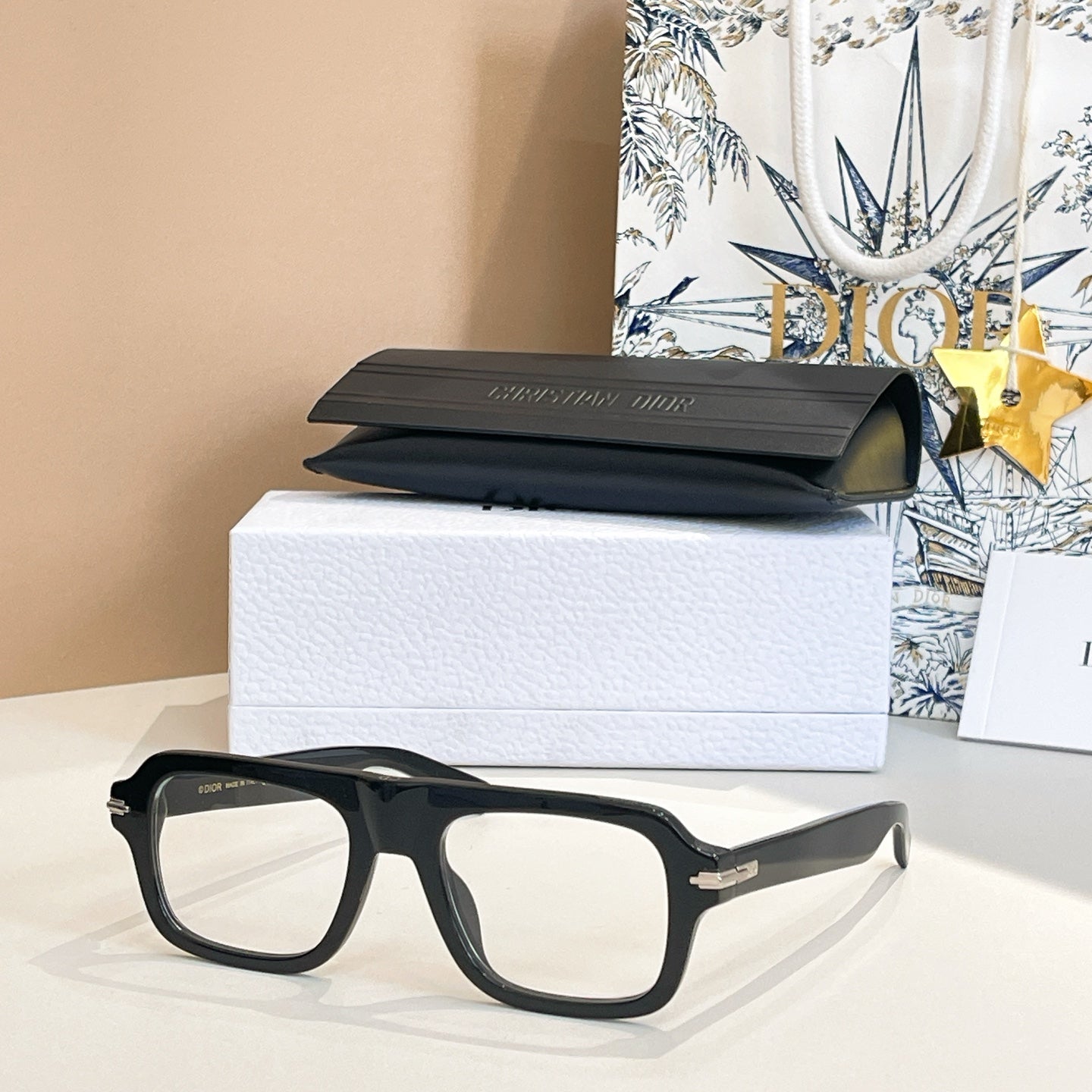 MONTAIGNE SUNGLASS DIORBLACKSUIT N2I IN ACETATE - Black Oblique Mask