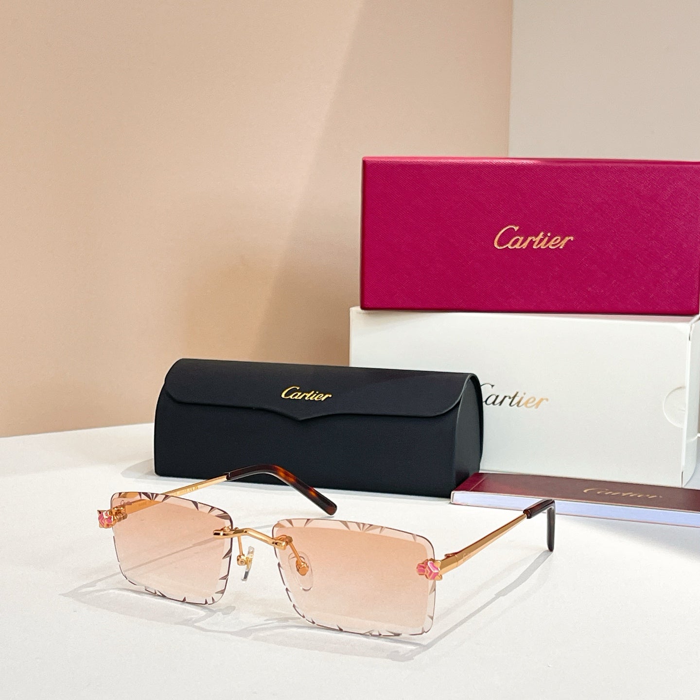 C DE RIMLESS RECTANGULAR FRAME SUNGLASSES 578359 IN METAL - Black