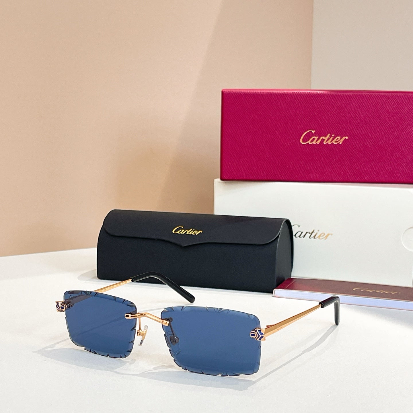 C DE RIMLESS RECTANGULAR FRAME SUNGLASSES 578359 IN METAL - Black