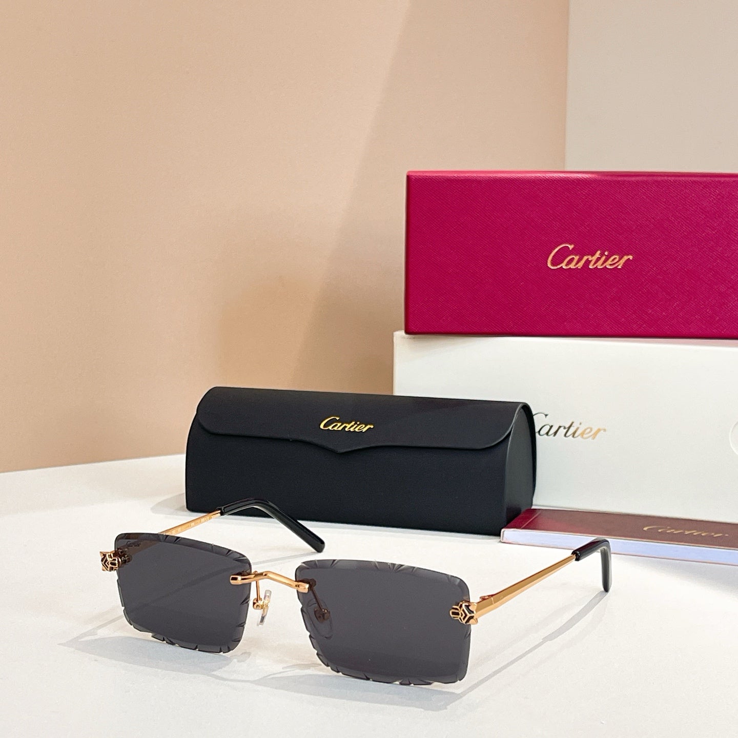 C DE RIMLESS RECTANGULAR FRAME SUNGLASSES 578359 IN METAL - Black