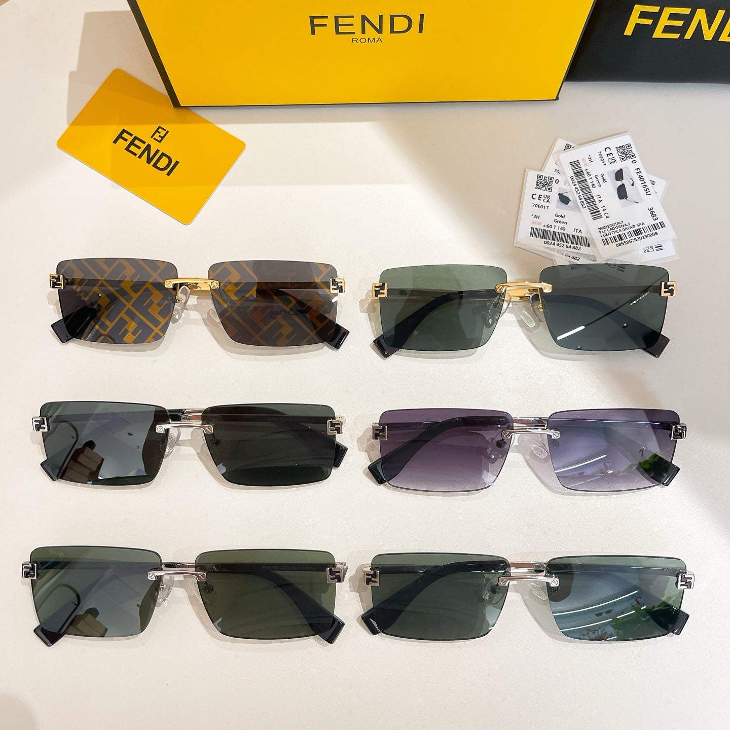 SKY RIMLESS RECTANGULAR FRAME SUNGLASSES FE40165U IN METAL - Black