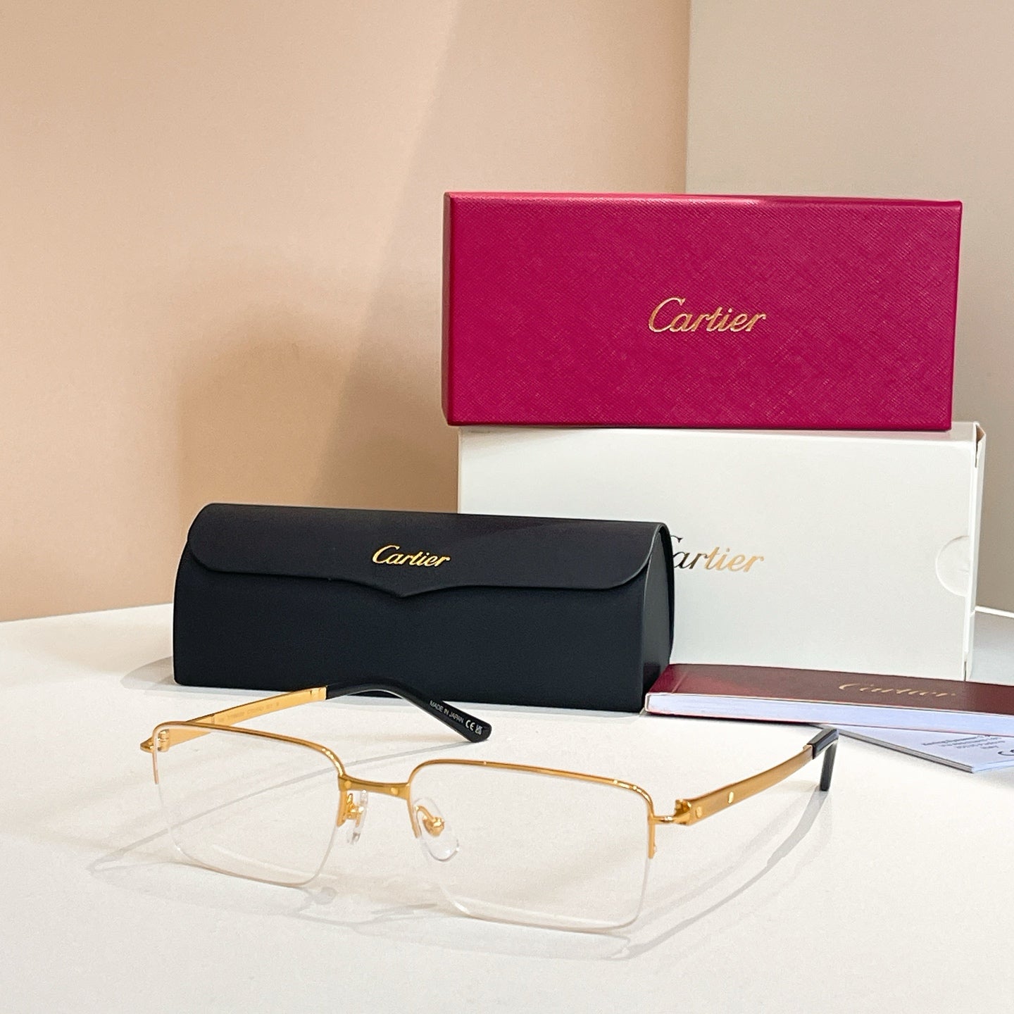 SANTOSSEMI RIMLESS RECTANGULAR FRAME SUNGLASSES CT0554O IN METAL - Black