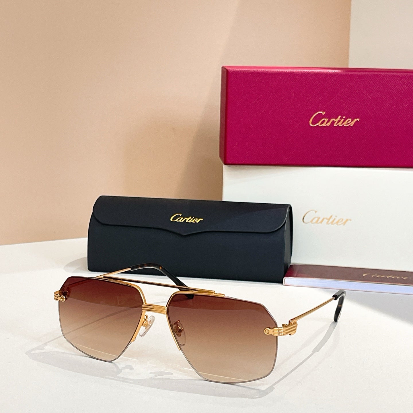 PREMIÈRE PILOT FRAME SUNGLASSES CT0426 IN METAL - Gold/ tan
