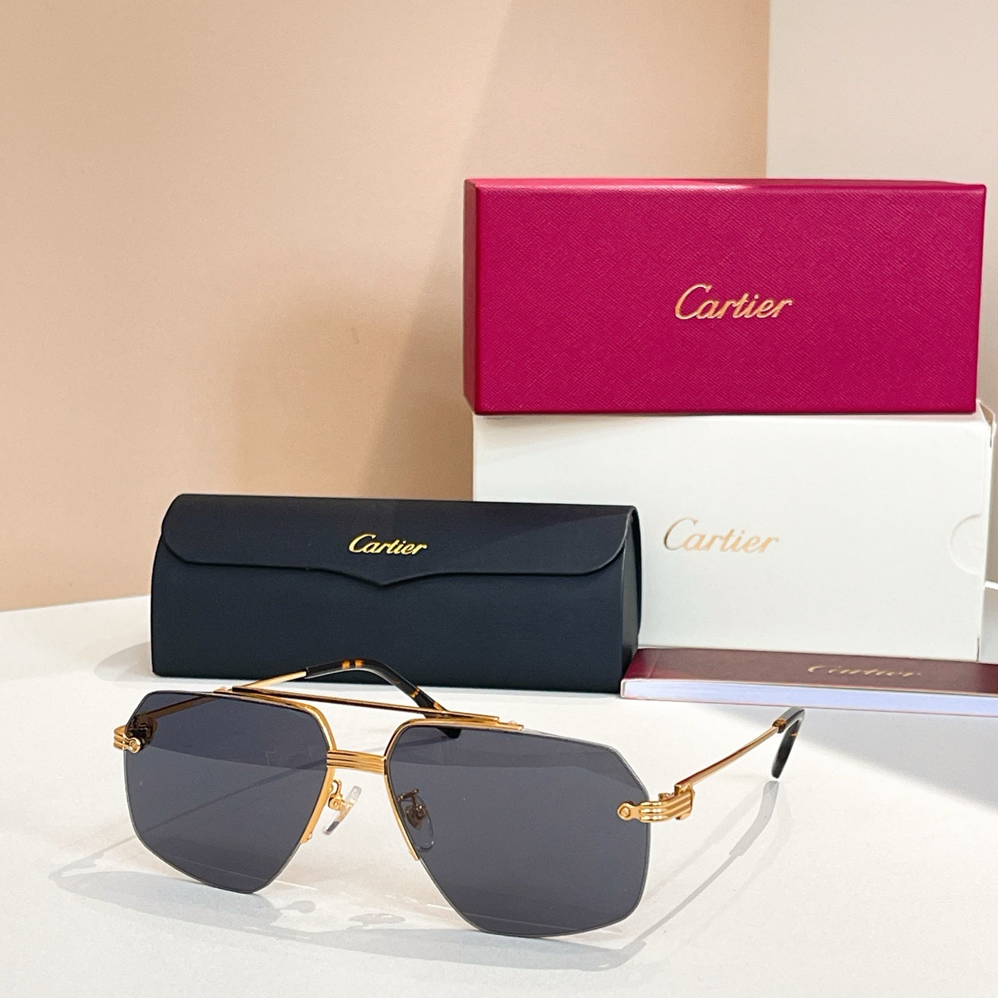 PREMIÈRE PILOT FRAME SUNGLASSES CT0426 IN METAL - Gold/ tan