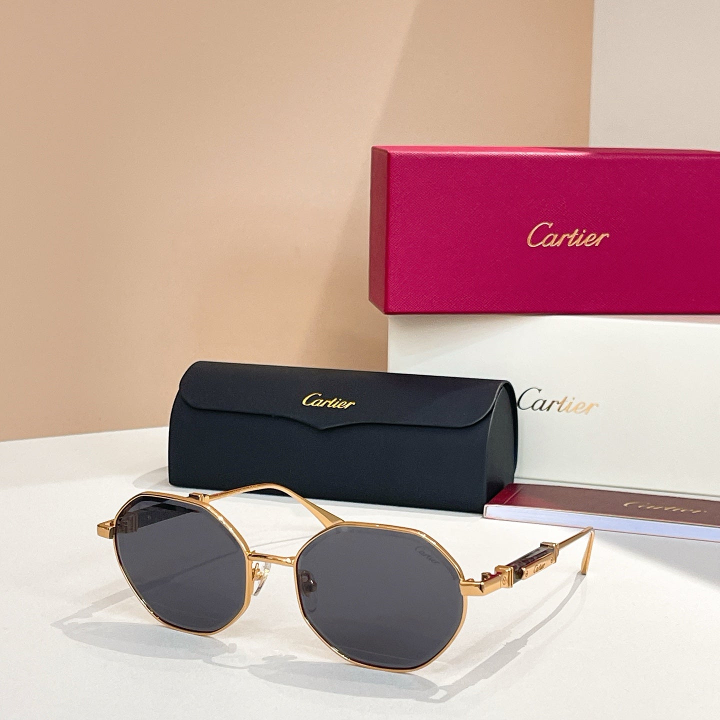 PREMIÈRE GEOMETRIC FRAME SUNGLASSES CT0484S IN METAL - Gold/ smoke