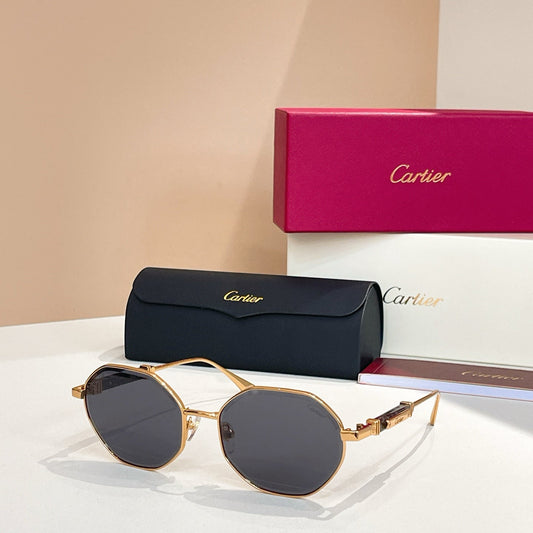 PREMIÈRE GEOMETRIC FRAME SUNGLASSES CT0484S IN METAL - Gold/ smoke