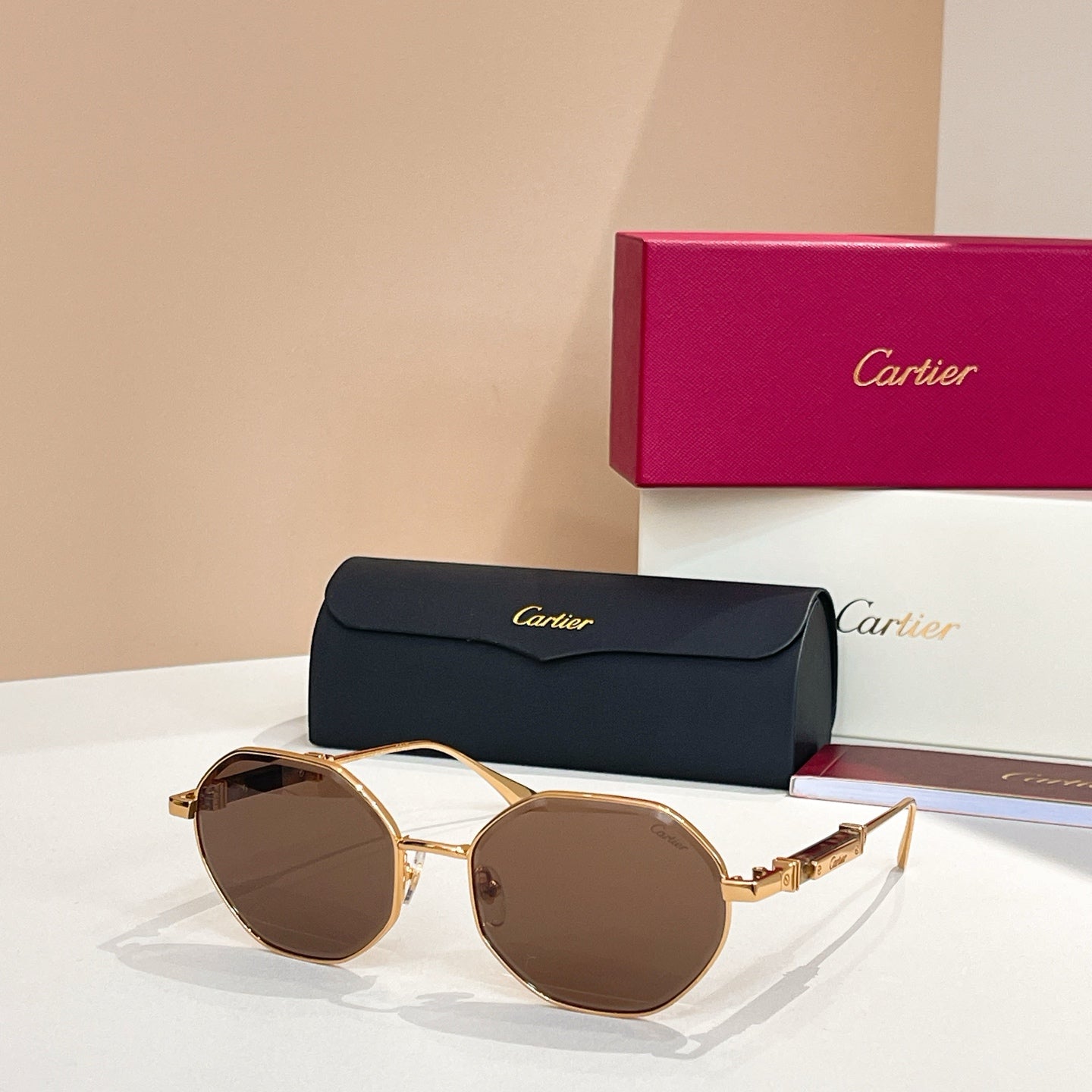 PREMIÈRE GEOMETRIC FRAME SUNGLASSES CT0484S IN METAL - Gold/ smoke