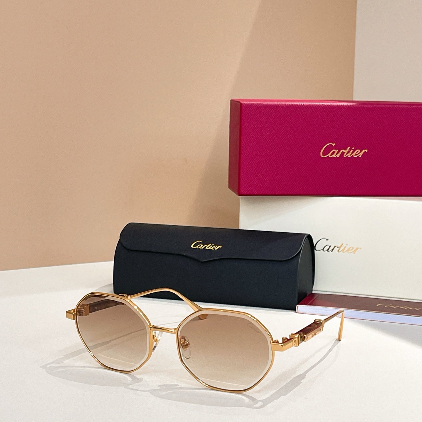 PREMIÈRE GEOMETRIC FRAME SUNGLASSES CT0484S IN METAL - Gold/ smoke