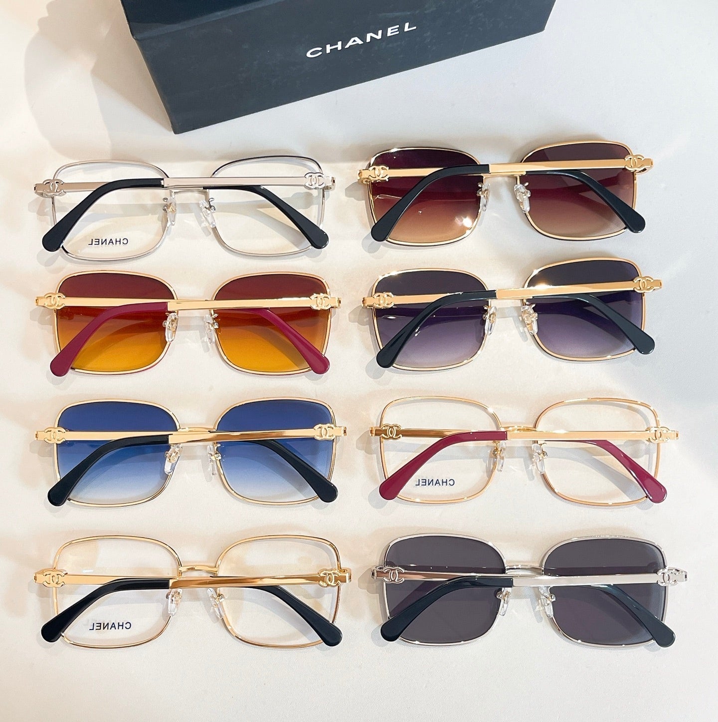 RECTANGULAR SUNGLASSES CH2219 IN METAL - Black/Silver