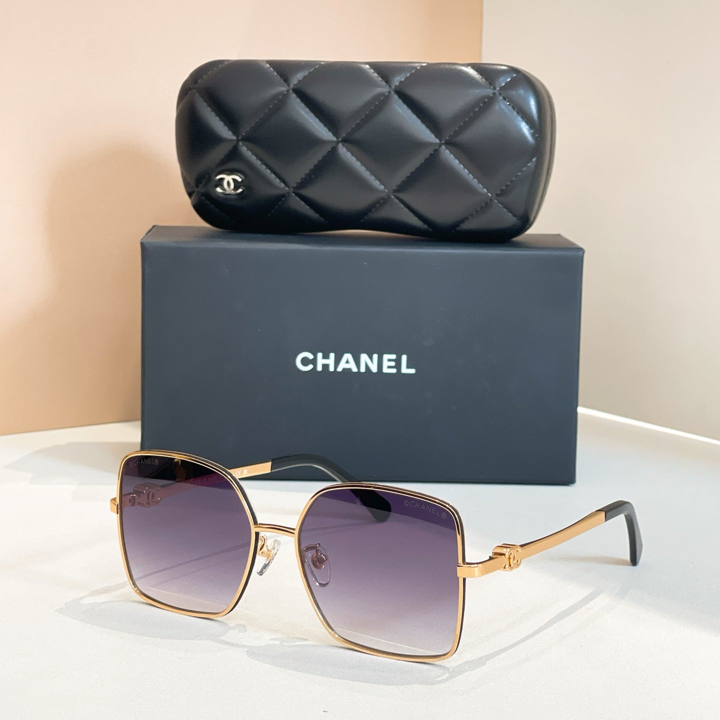 SQUARE SUNGLASSES CH4288Q IN METAL - Black/Silver
