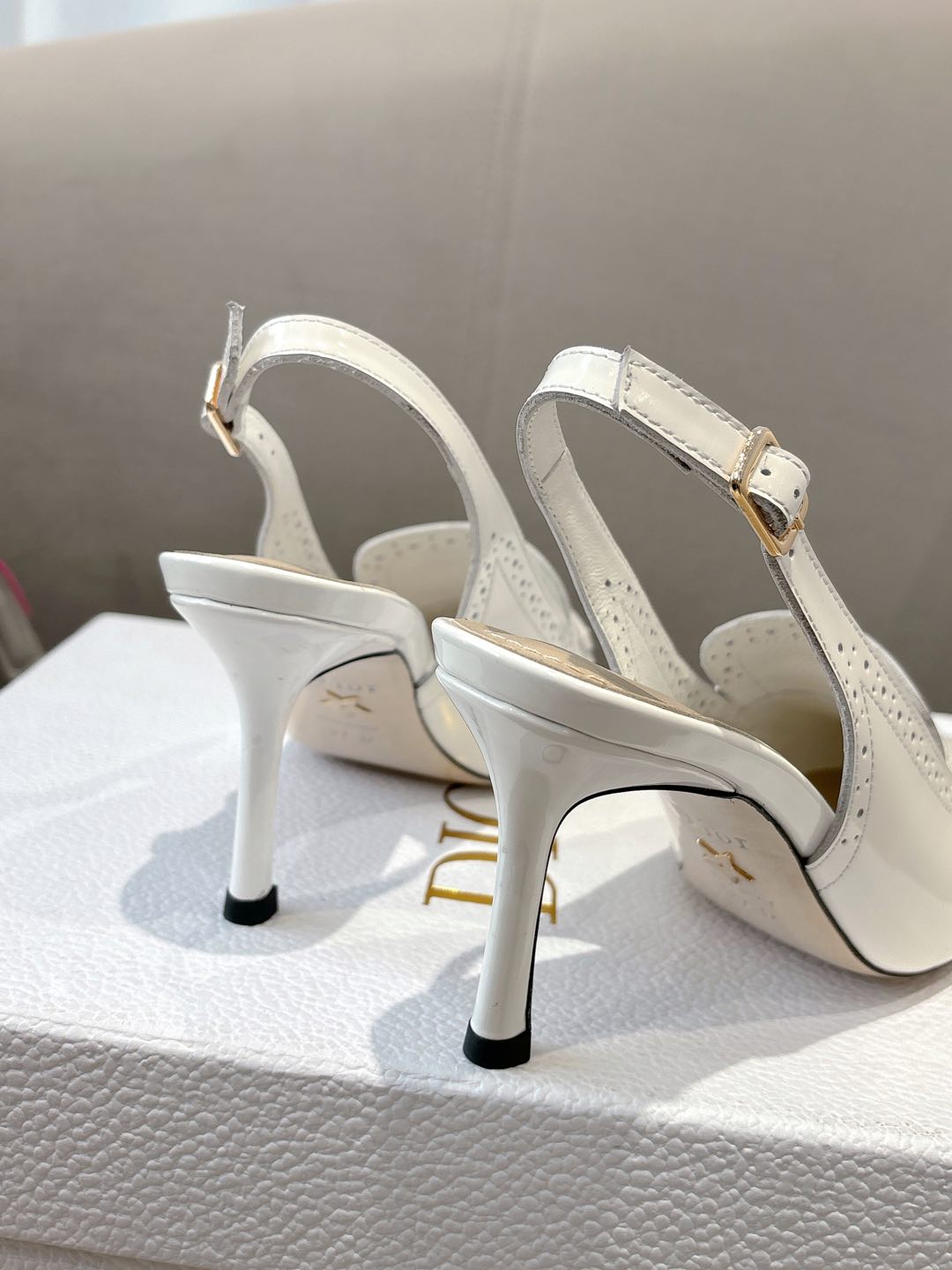BOY SLINGBACK PUMP 35 MM IN WHITE CALFSKIN - 35