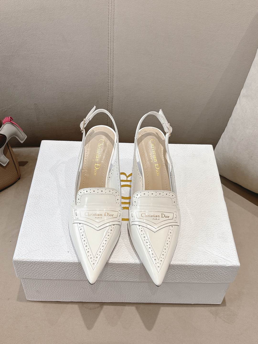BOY SLINGBACK PUMP 35 MM IN WHITE CALFSKIN - 35