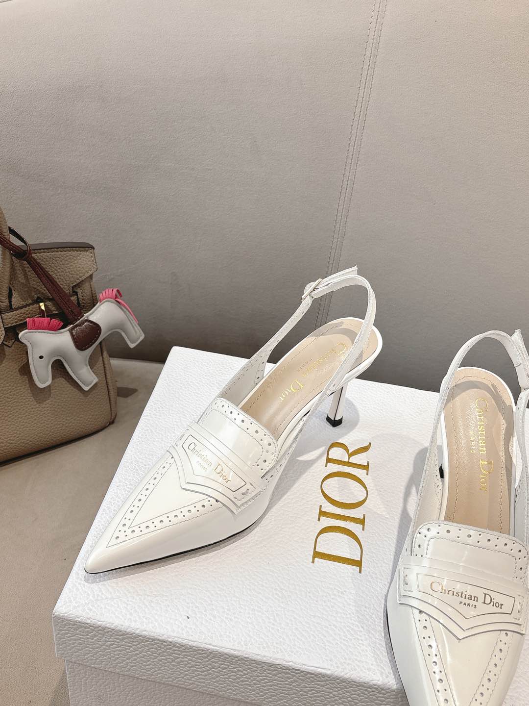 BOY SLINGBACK PUMP 35 MM IN WHITE CALFSKIN - 35