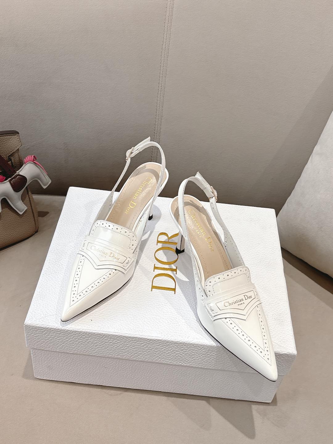 BOY SLINGBACK PUMP 35 MM IN WHITE CALFSKIN - 35