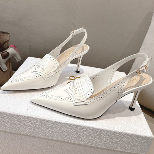 BOY SLINGBACK PUMP 35 MM IN WHITE CALFSKIN - 35