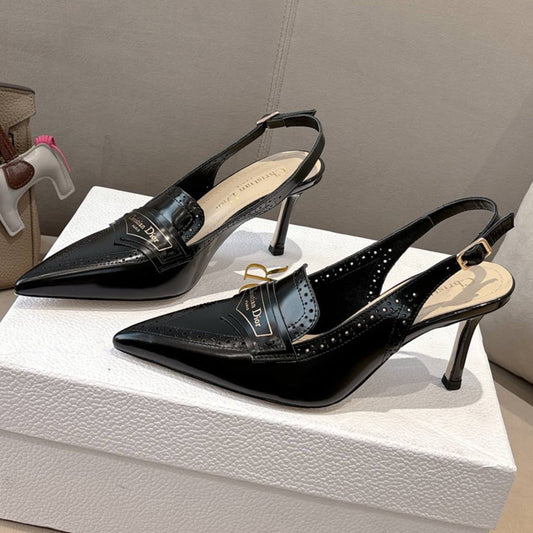BOY SLINGBACK PUMP 75 MM IN BLACK CALFSKIN - 35