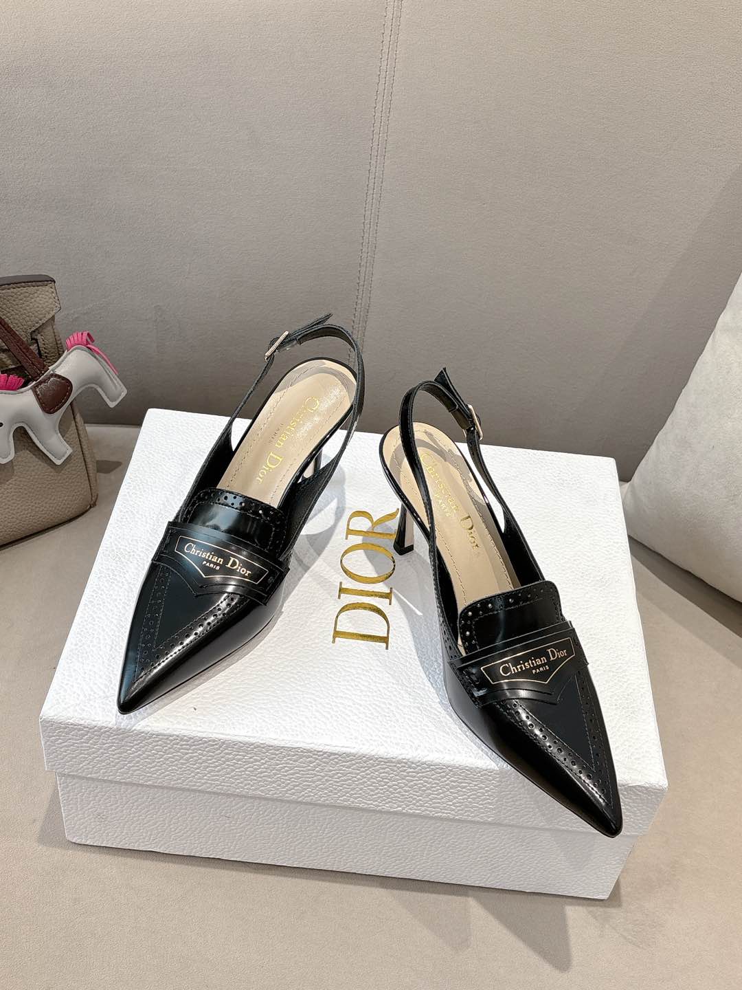 BOY SLINGBACK PUMP 75 MM IN BLACK CALFSKIN - 35