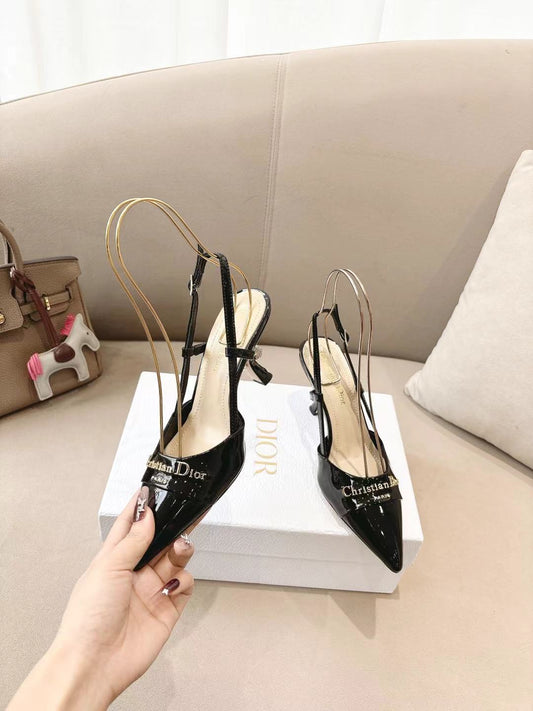 MY DD SLINGBACK PUMP 85MM IN BLACK CALFSKIN - 35