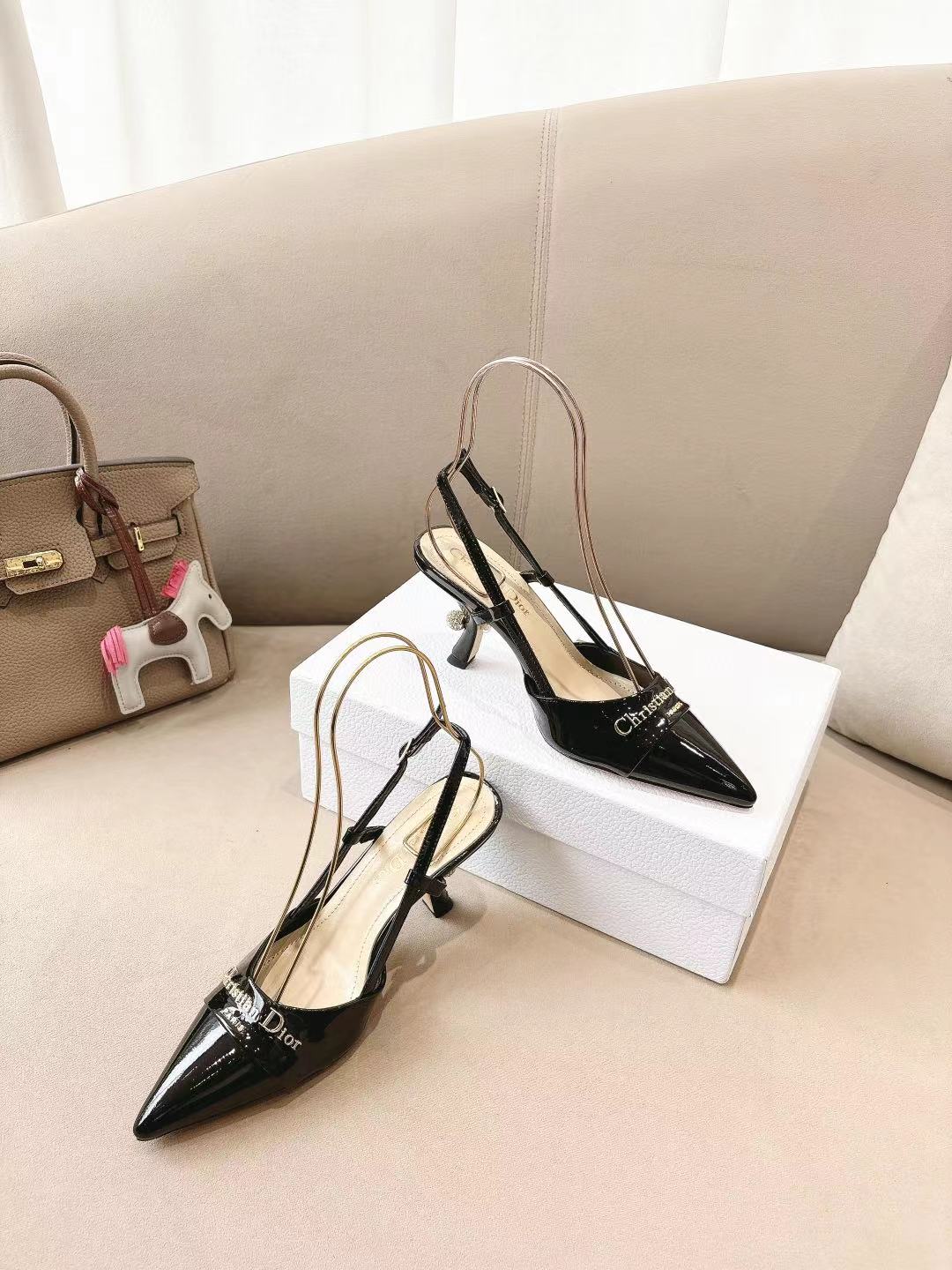 MY DD SLINGBACK PUMP 85MM IN BLACK CALFSKIN - 35