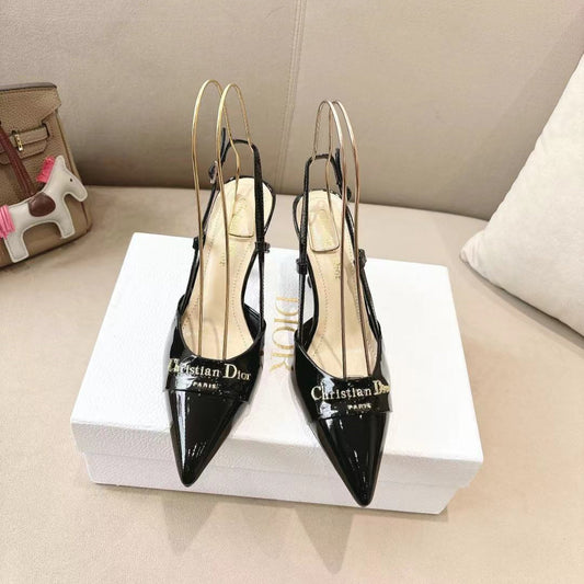 MY DD SLINGBACK PUMP 85MM IN BLACK CALFSKIN - 35