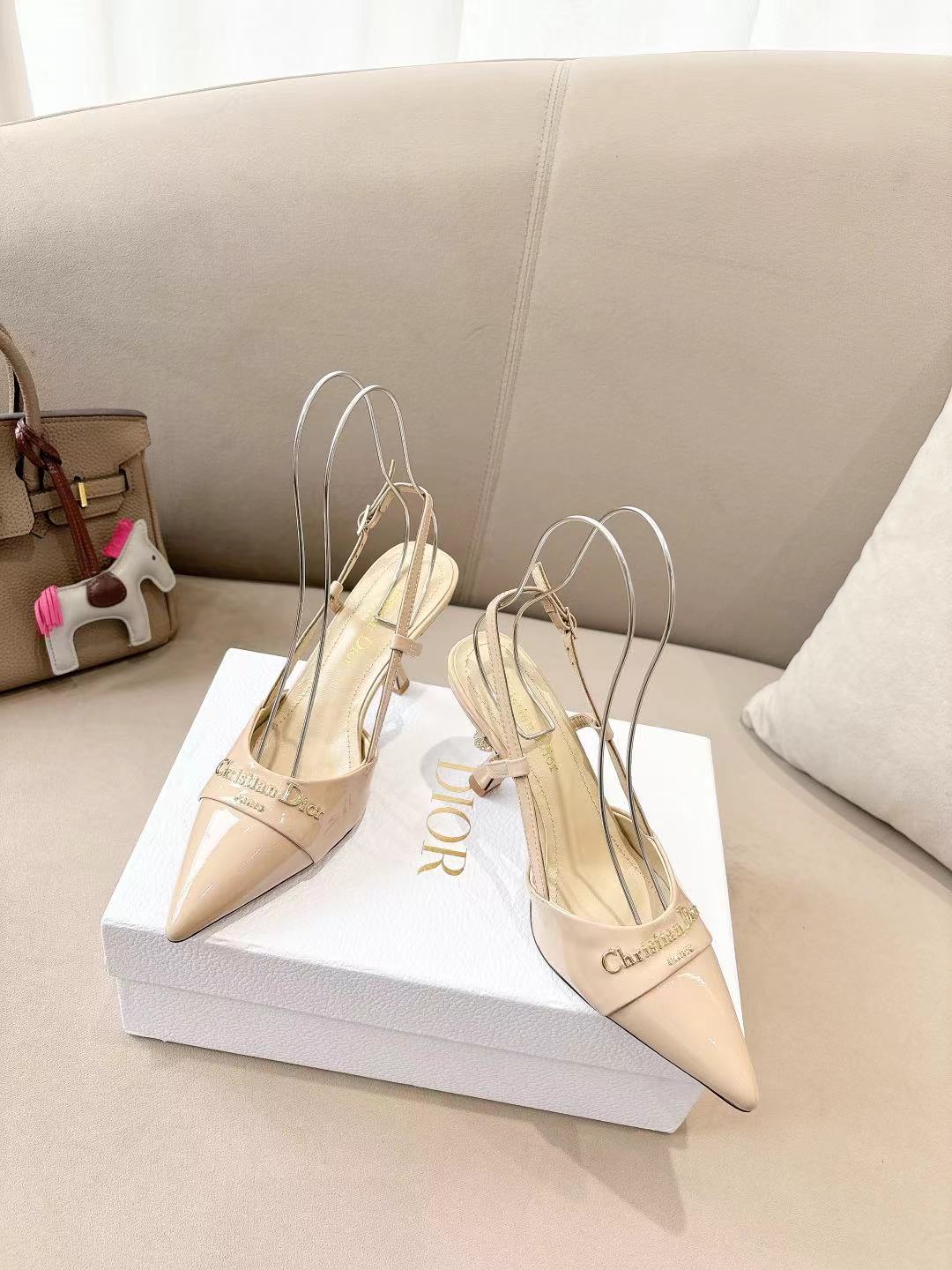 MY DD SLINGBACK PUMP 85MM IN BEIGE CALFSKIN - 35