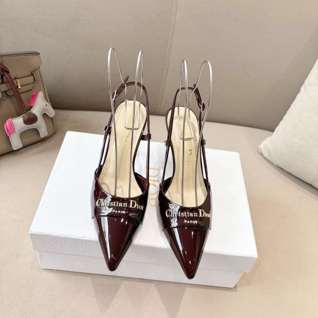 MY DD SLINGBACK PUMP 85MM IN BURGUNDY RED CALFSKIN - 35