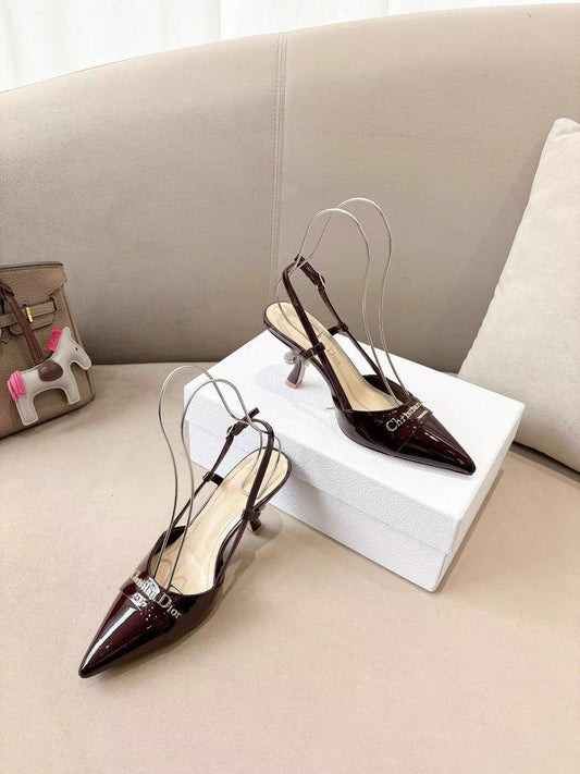 MY DD SLINGBACK PUMP 85MM IN BURGUNDY RED CALFSKIN - 35