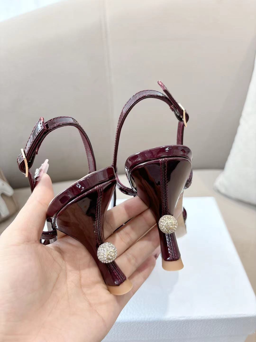MY DD SLINGBACK PUMP 85MM IN BURGUNDY RED CALFSKIN - 35