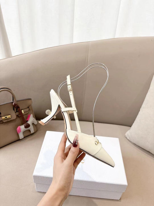 MY DD SLINGBACK PUMP 85MM IN WHITE CALFSKIN - 35