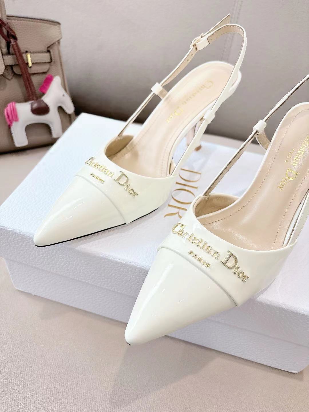 MY DD SLINGBACK PUMP 85MM IN WHITE CALFSKIN - 35
