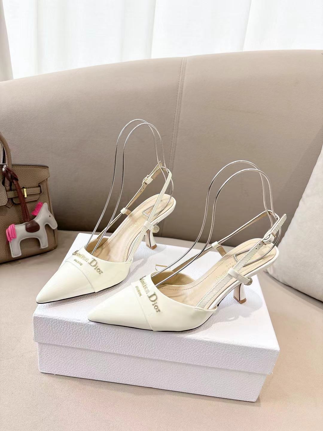 MY DD SLINGBACK PUMP 85MM IN WHITE CALFSKIN - 35