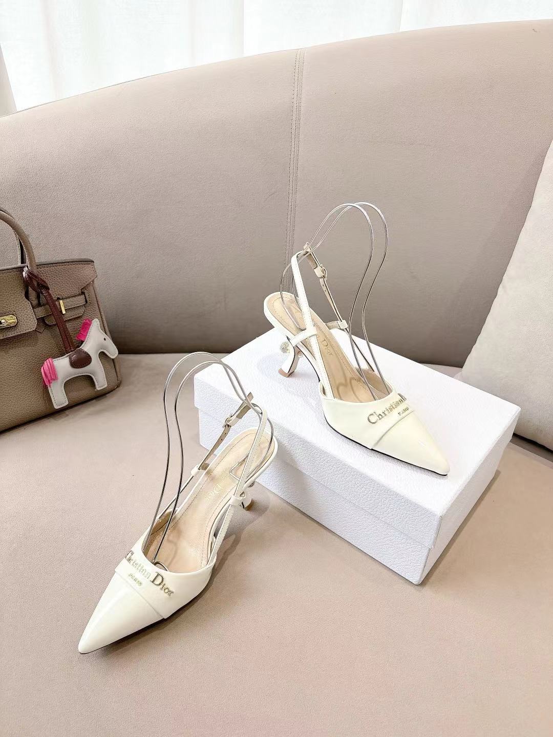 MY DD SLINGBACK PUMP 85MM IN WHITE CALFSKIN - 35