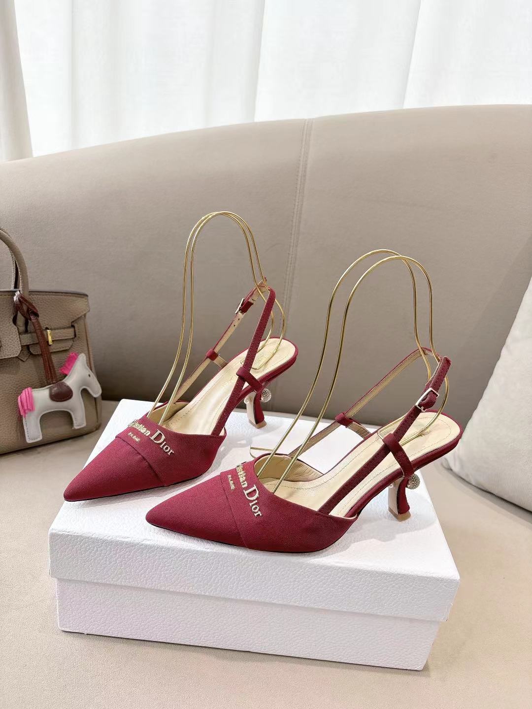 MY DD SLINGBACK PUMP 85MM IN RED DENIM - 35