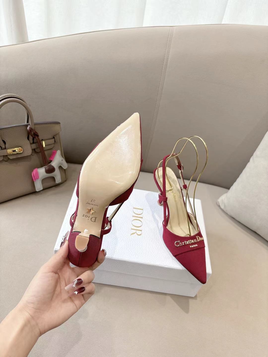 MY DD SLINGBACK PUMP 85MM IN RED DENIM - 35