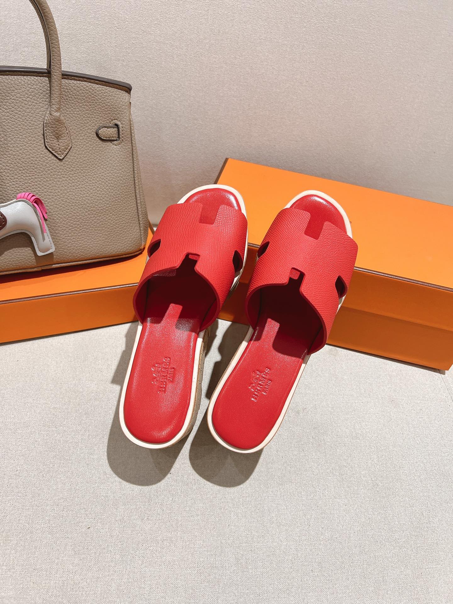 HM 25S HIGH WEDGE SANDALS IN RED LAMBSKIN STYLE 35 - 35