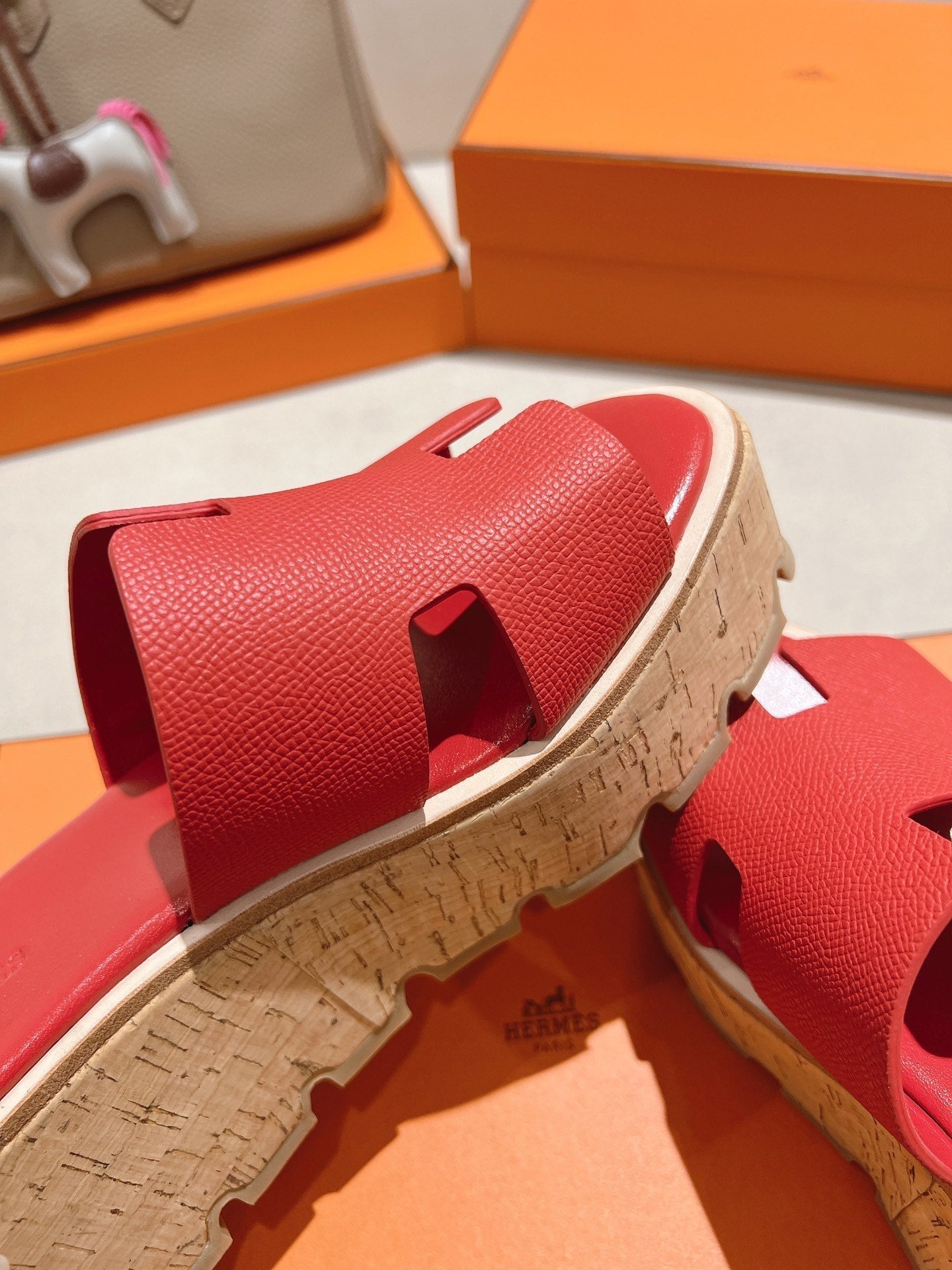 HM 25S HIGH WEDGE SANDALS IN RED LAMBSKIN STYLE 35 - 35