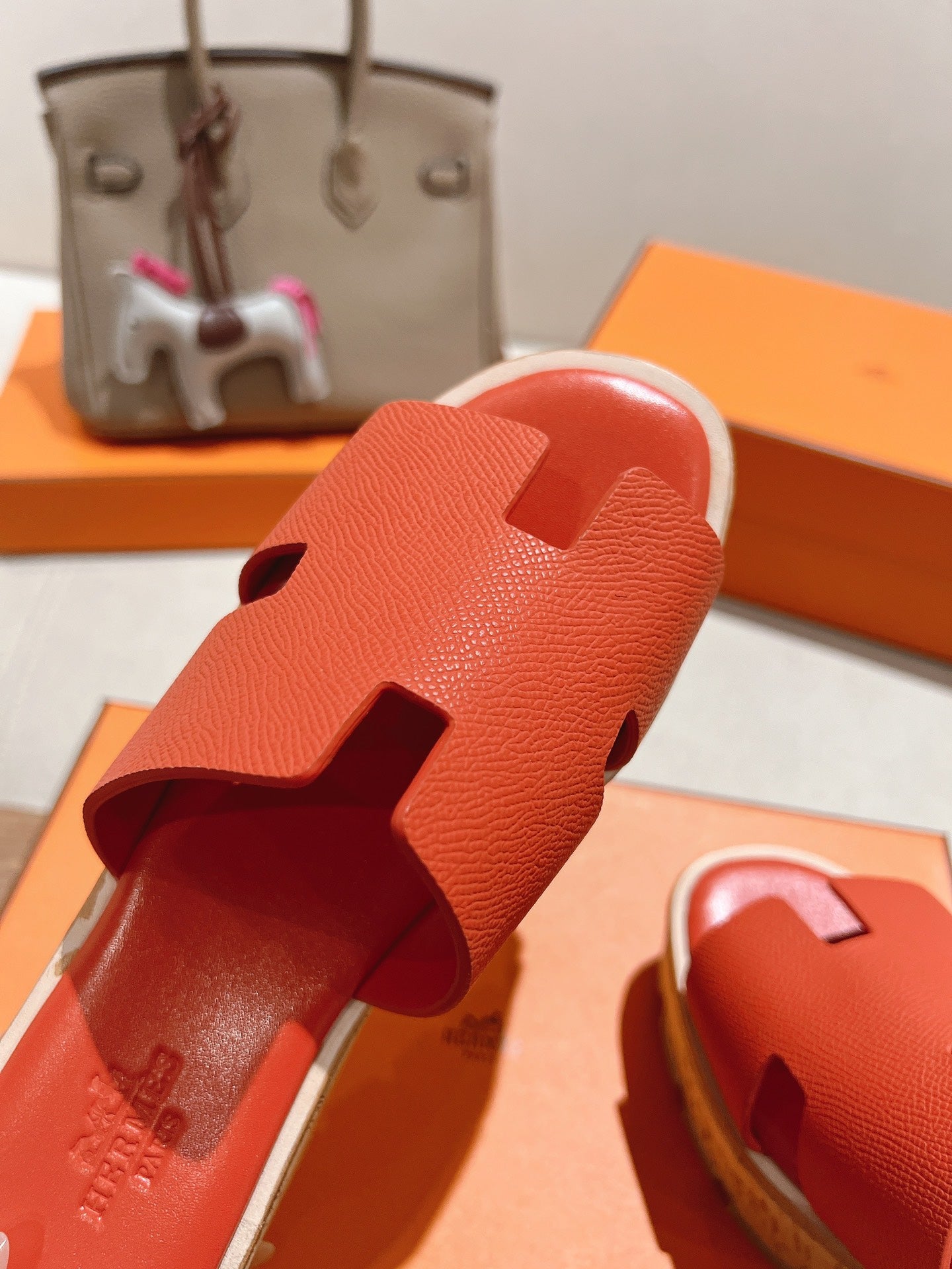 HM 25S HIGH WEDGE SANDALS IN DARK ORANGE LAMBSKIN STYLE 33 - 35