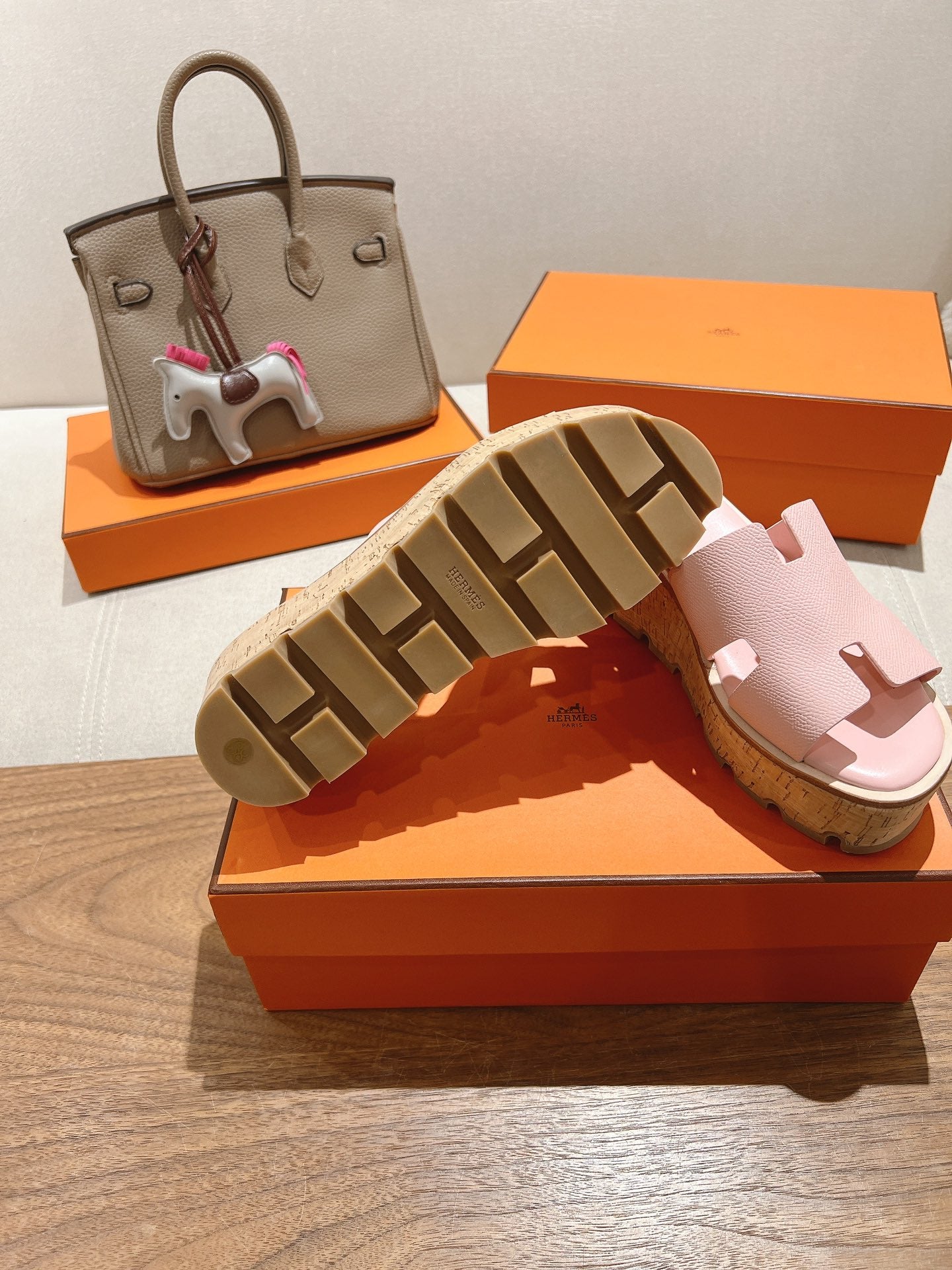 HM 25S HIGH WEDGE SANDALS IN PASTEL PINK LAMBSKIN STYLE 29 - 35
