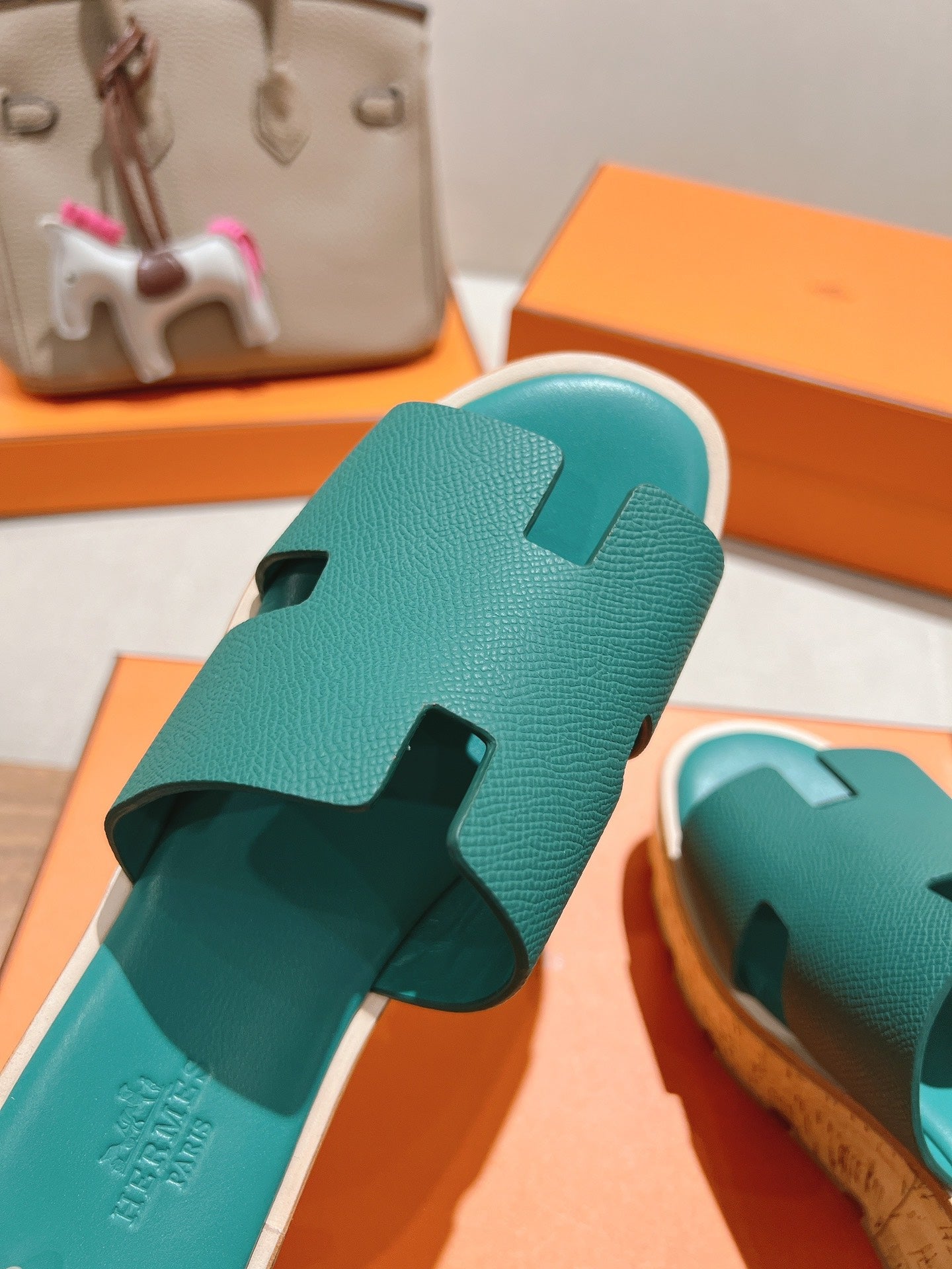 HM 25S HIGH WEDGE SANDALS IN PASTEL SEA GREEN LAMBSKIN STYLE 30 - 35