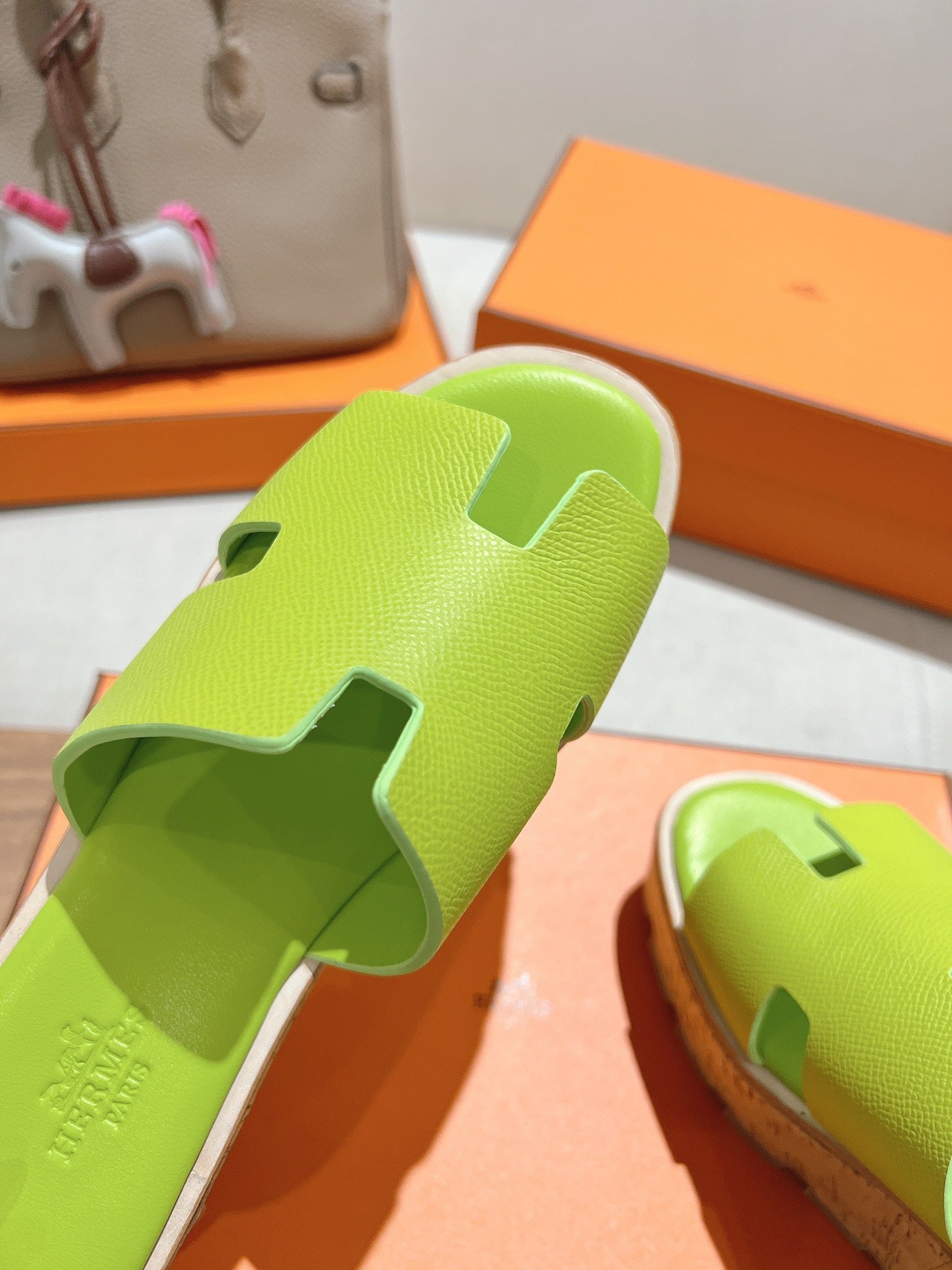 HM 25S HIGH WEDGE SANDALS IN SPRING GREEN LAMBSKIN STYLE 22 - 35