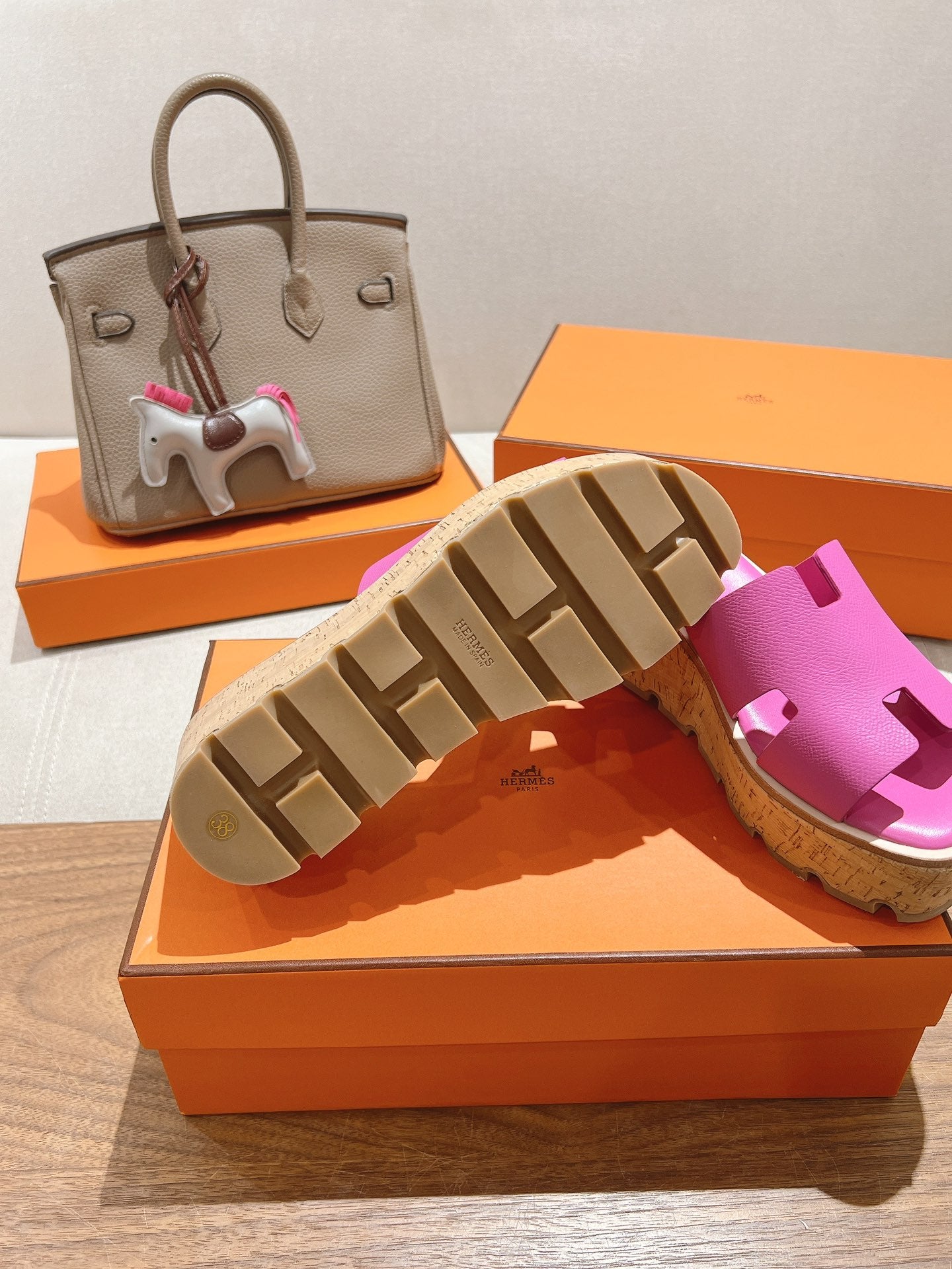 HM 25S HIGH WEDGE SANDALS IN PINK LAMBSKIN STYLE 24 - 35