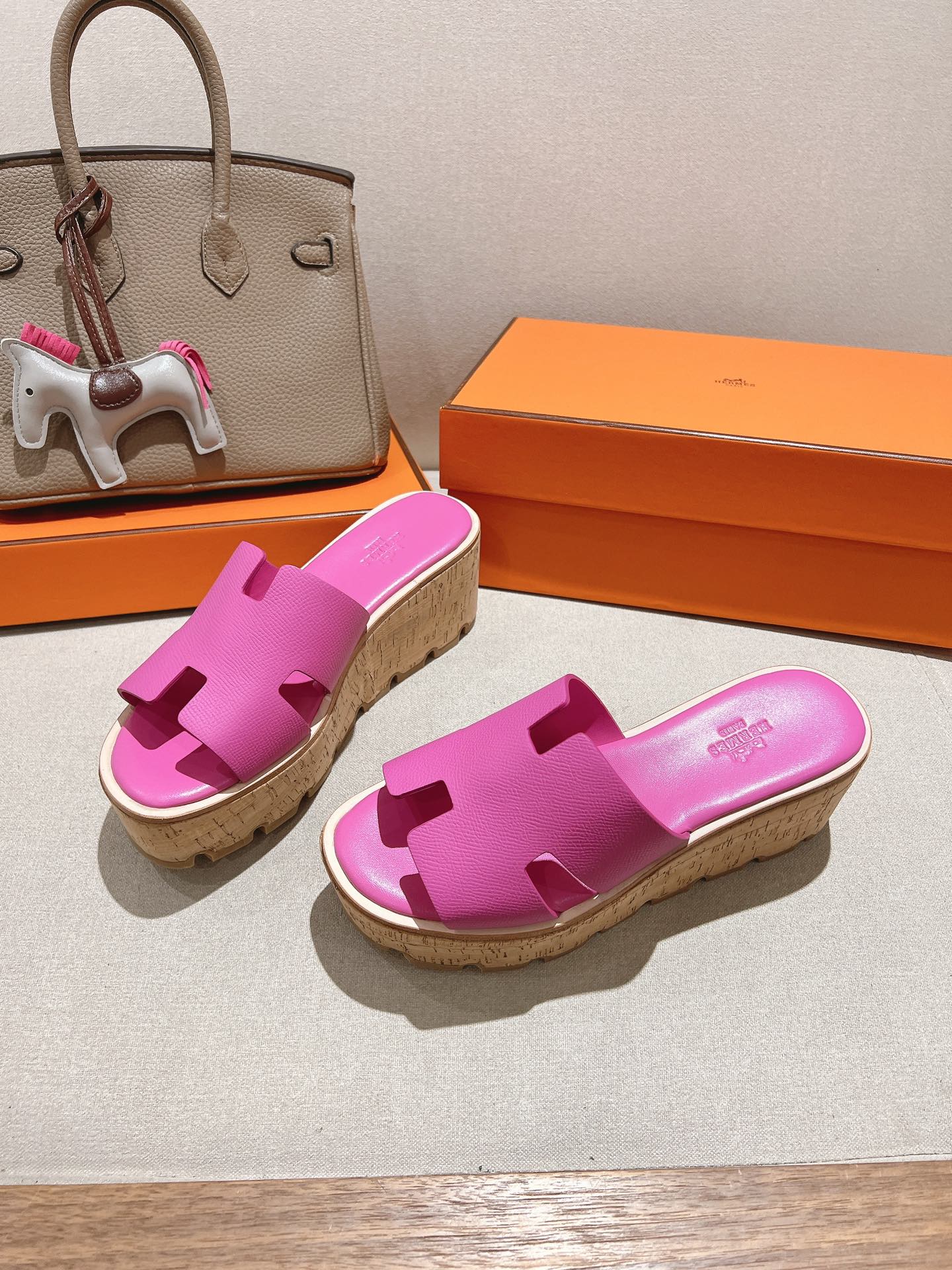 HM 25S HIGH WEDGE SANDALS IN PINK LAMBSKIN STYLE 24 - 35
