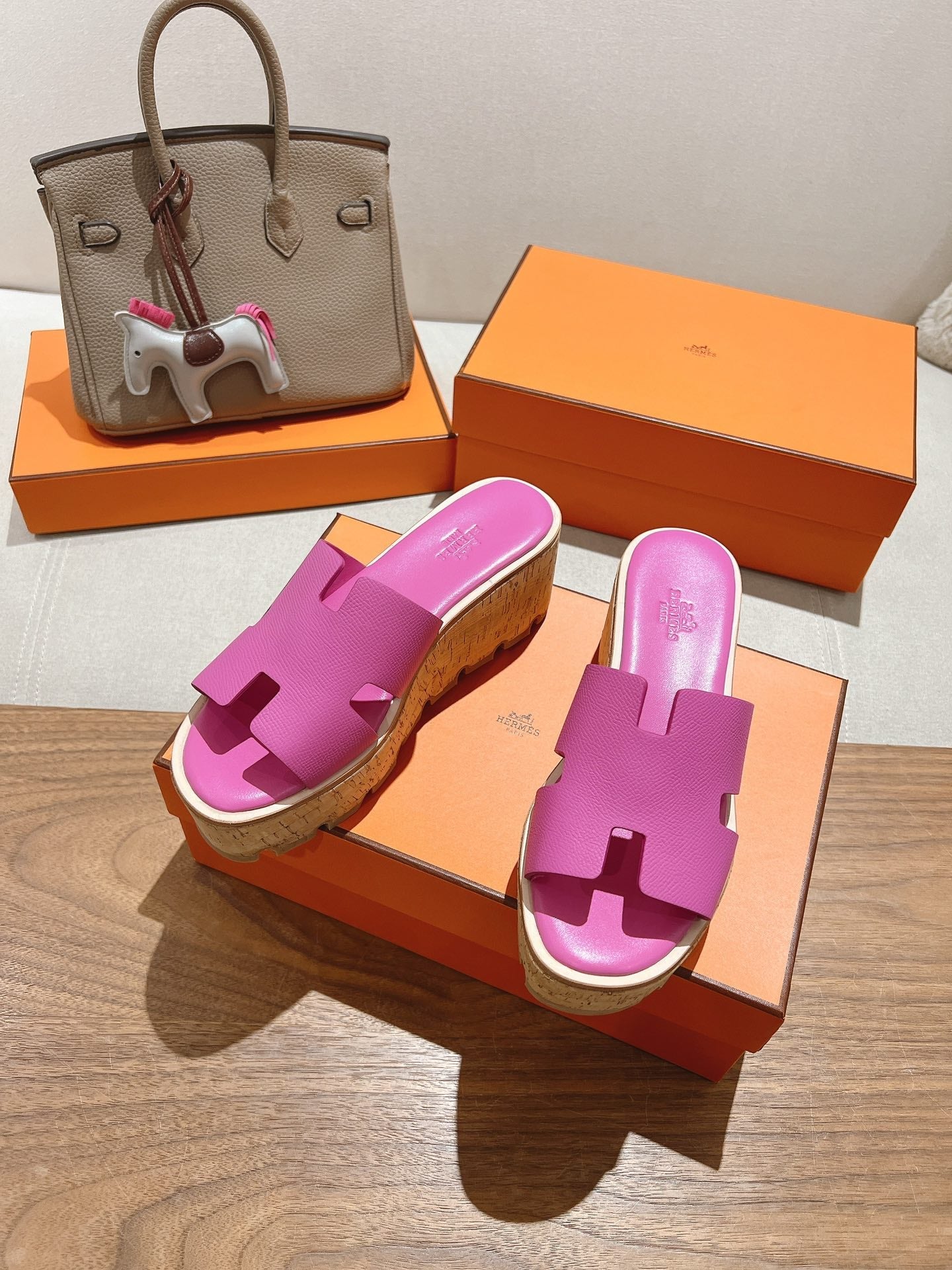 HM 25S HIGH WEDGE SANDALS IN PINK LAMBSKIN STYLE 24 - 35