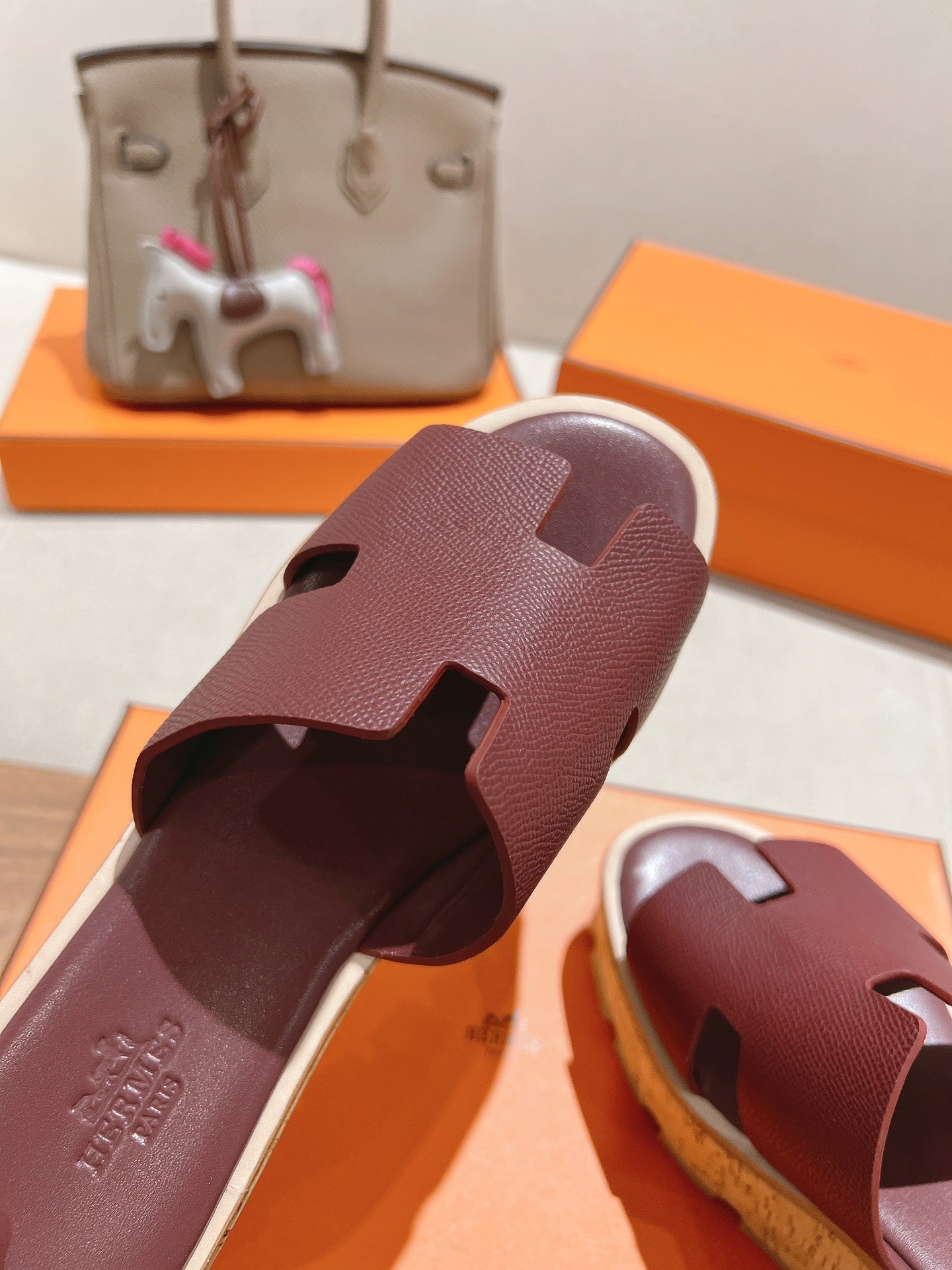 HM 25S HIGH WEDGE SANDALS IN RICH WINE RED LAMBSKIN STYLE 21 - 35