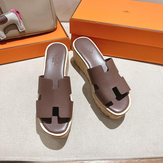 HM 25S HIGH WEDGE SANDALS IN DUSTY ROSE BROWN LAMBSKIN STYLE 19 - 35