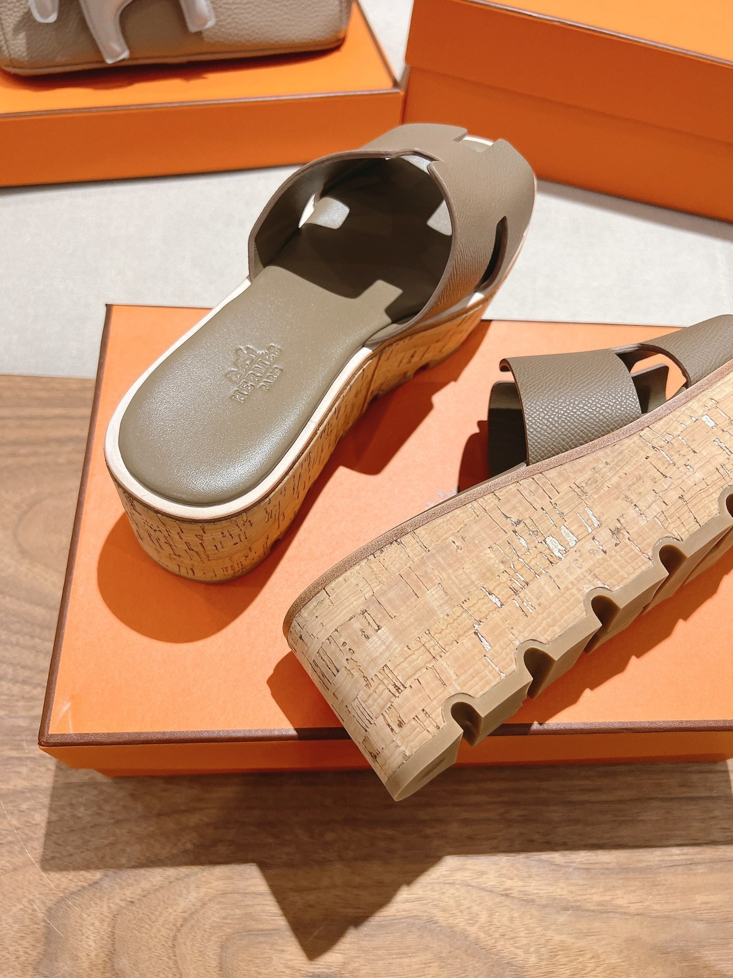 HM 25S HIGH WEDGE SANDALS IN MOCHA BROWN LAMBSKIN STYLE 15 - 35