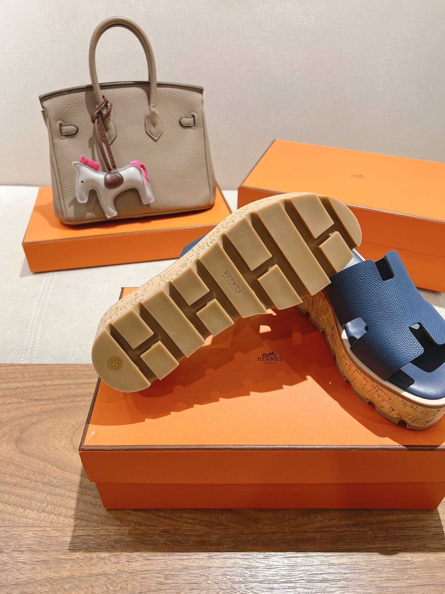 HM 25S HIGH WEDGE SANDALS IN DARK STEEL BLUE LAMBSKIN STYLE 18 - 35